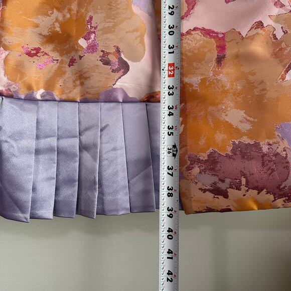 Io Couture Floral Foliage Pastel Fit & Flare Pleated Structured Mini Dress US 40 - Picture 11 of 12